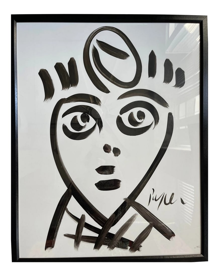 Contemporary Abstract Portrait Painting by Peter Keil, Framed: Peter Keil is a German artist that focuses primarily on abstract expressionism. Keil painted with some of the greats including Joan MirÃ³, Pablo Picasso and Andy Warhol, to name a few. This