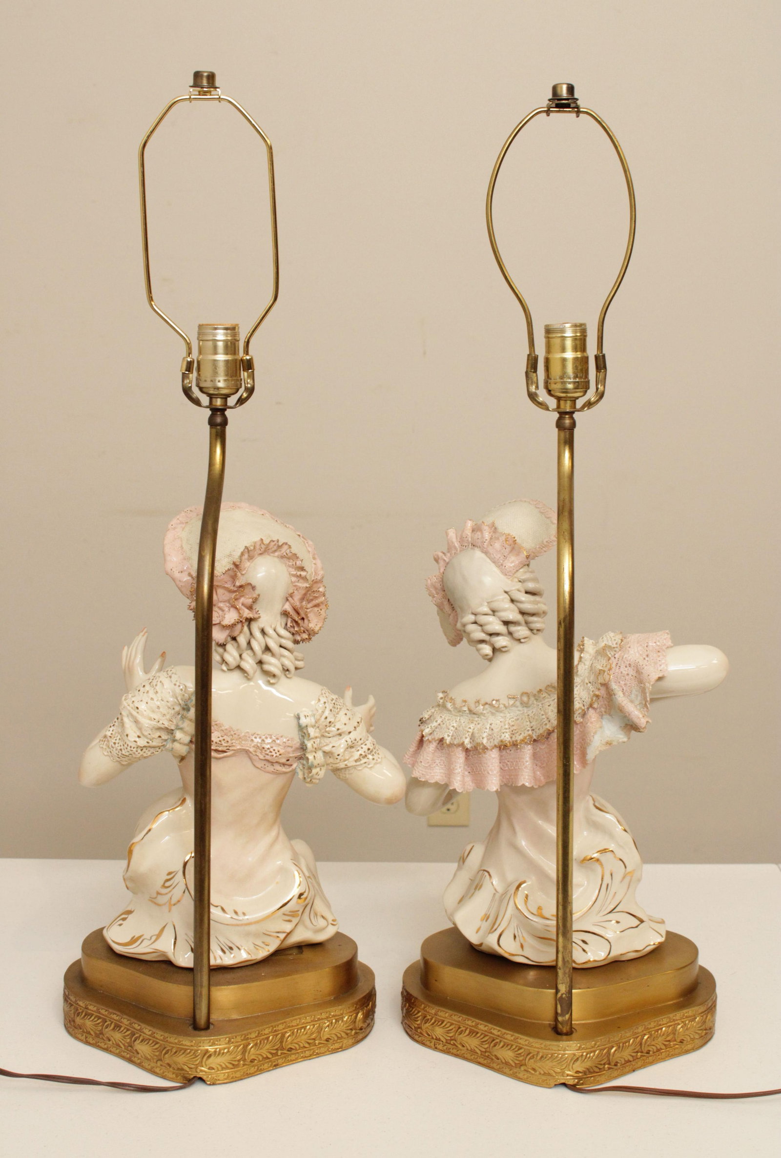 Vintage Porcelain Figurine Table Lamps - A Pair - 10
