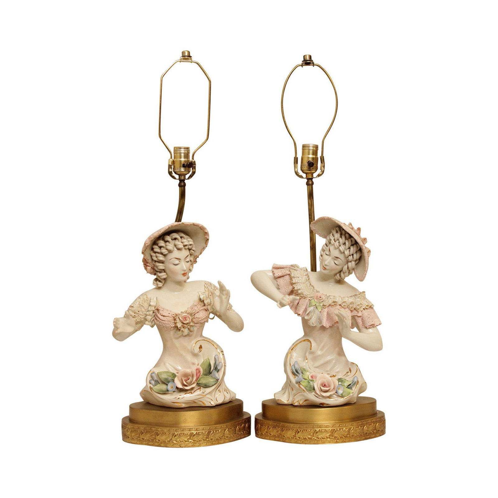 Vintage Porcelain Figurine Table Lamps - A Pair - 13