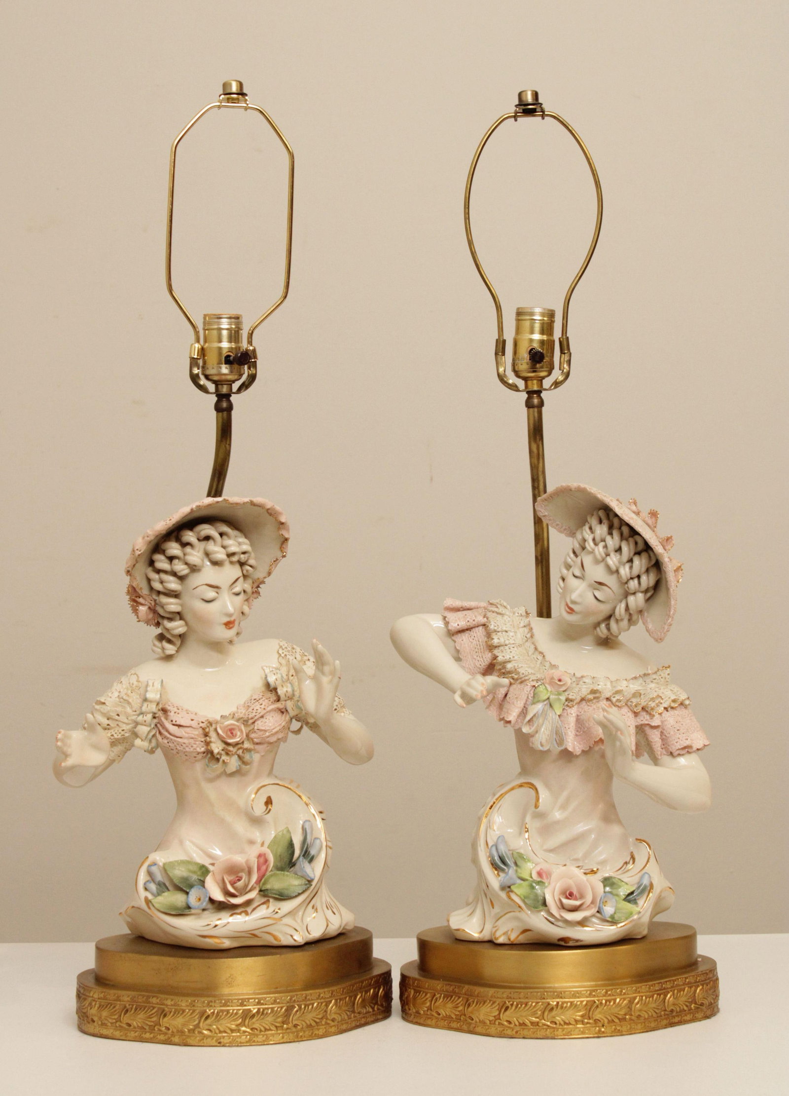 Vintage Porcelain Figurine Table Lamps - A Pair - 2