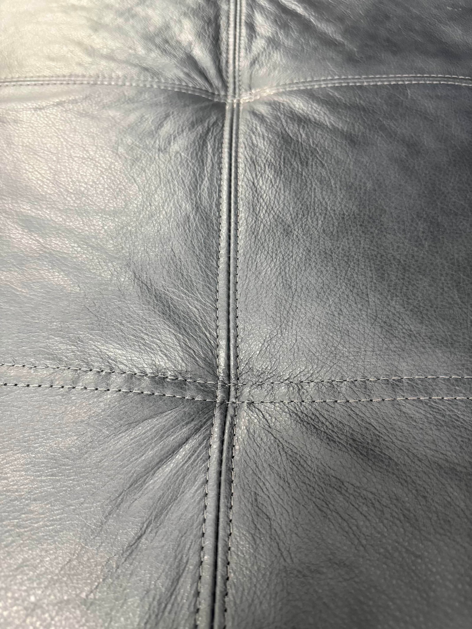 Arhaus Camden Collection Butler Leather Ottoman in Slate Showroom Sample - 10