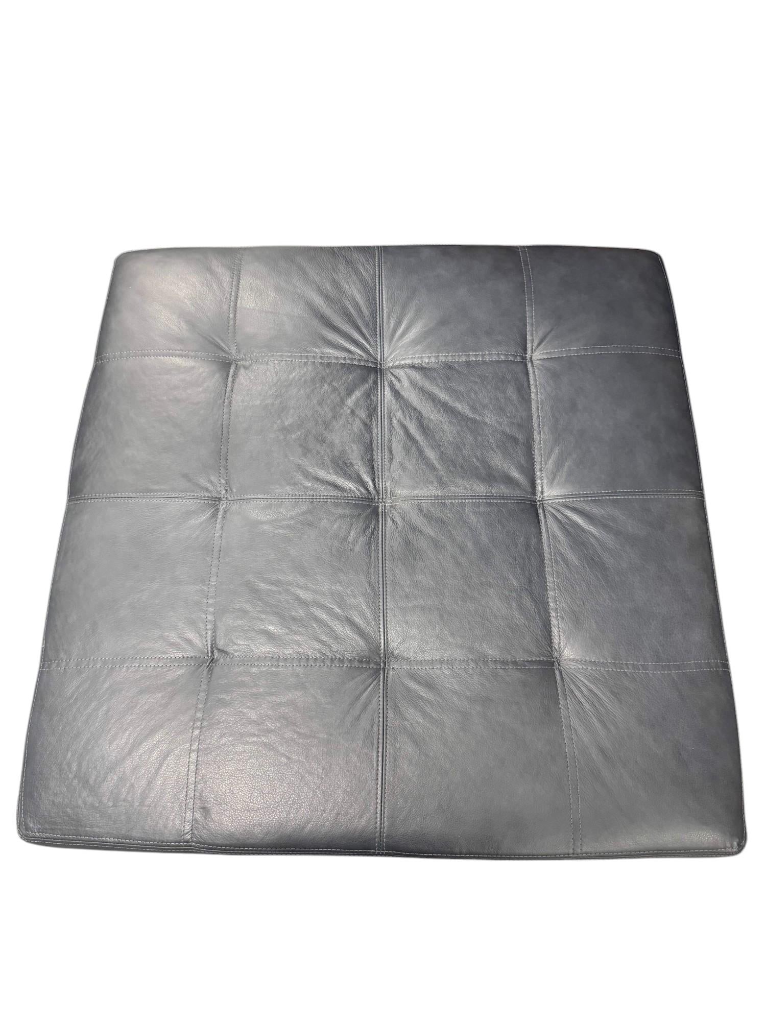 Arhaus Camden Collection Butler Leather Ottoman in Slate Showroom Sample - 6