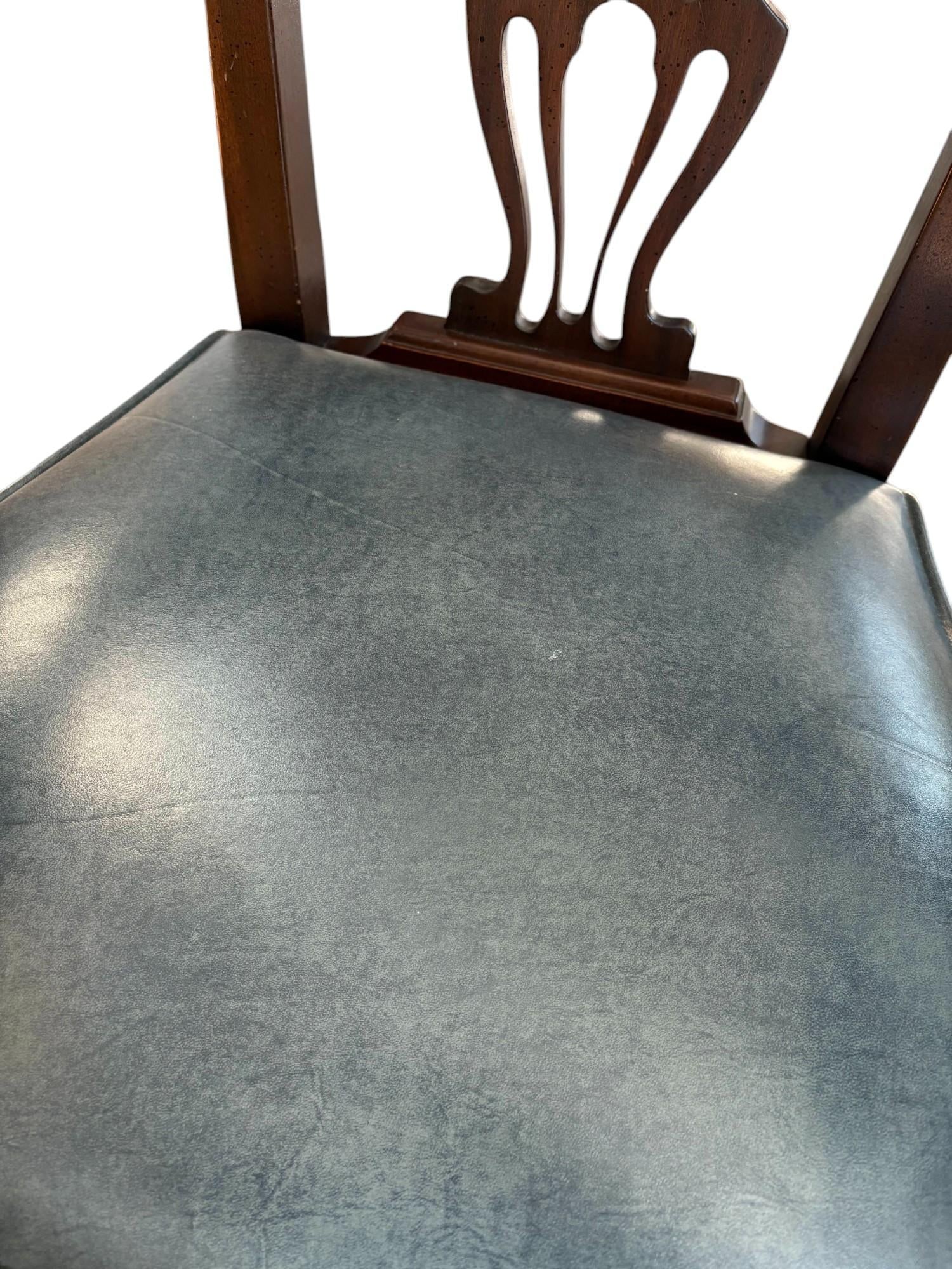 Late 20th Century Pair of Blue Leather Banker's Chairs Attributed to Barrit - 11