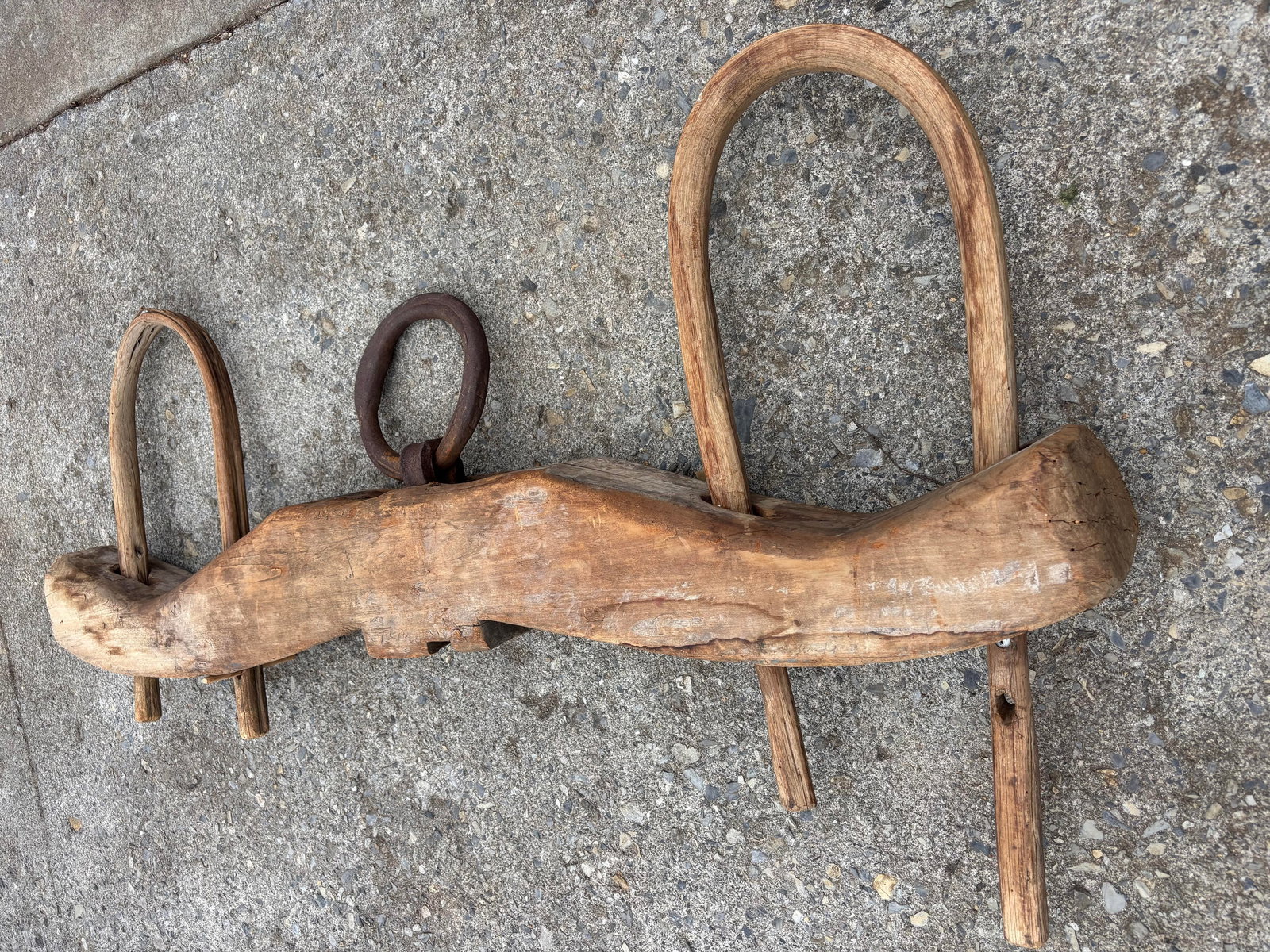 Antique Double Oxen Yoke Solid Iron Hardware - 7