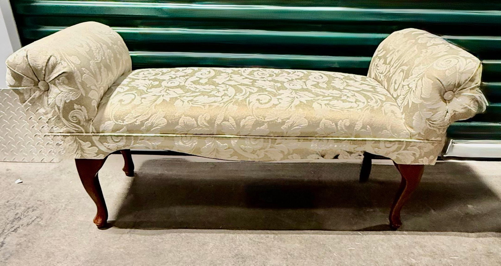 Late 20th Century Queen Anne Style Rolled Arm Bench - 2