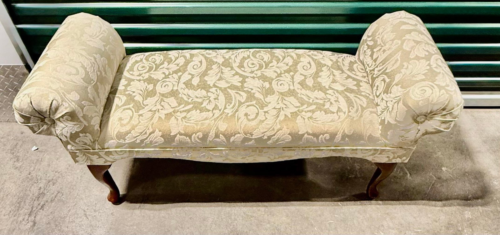 Late 20th Century Queen Anne Style Rolled Arm Bench - 3