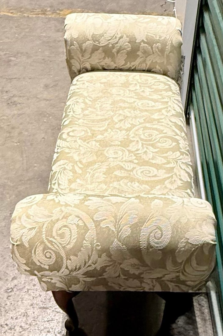 Late 20th Century Queen Anne Style Rolled Arm Bench - 4
