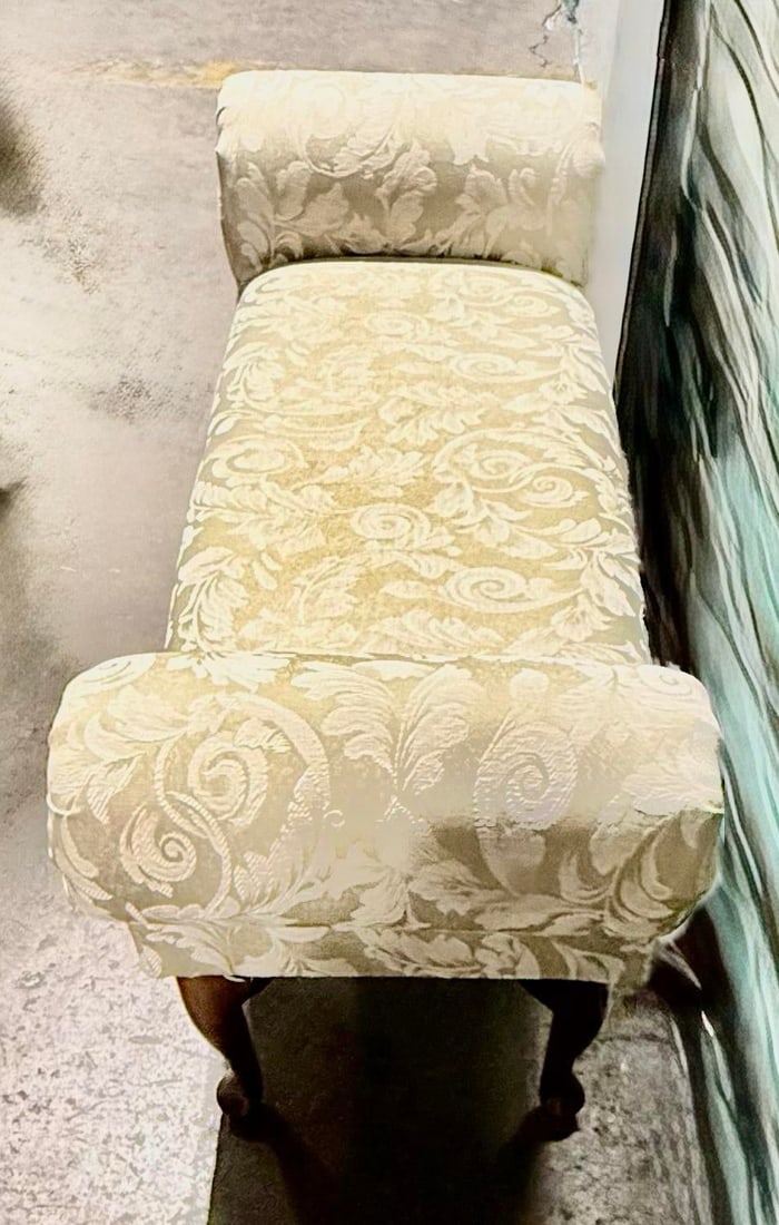 Late 20th Century Queen Anne Style Rolled Arm Bench - 7