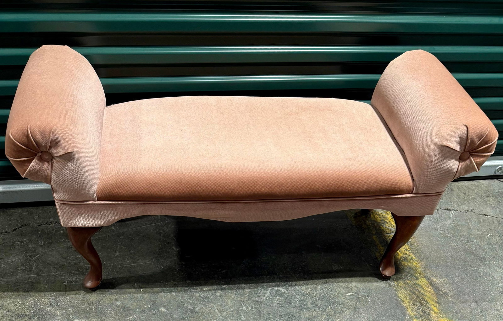 Mid 20th Century Dusty Pink Rolled Arm Accent Bench - 2