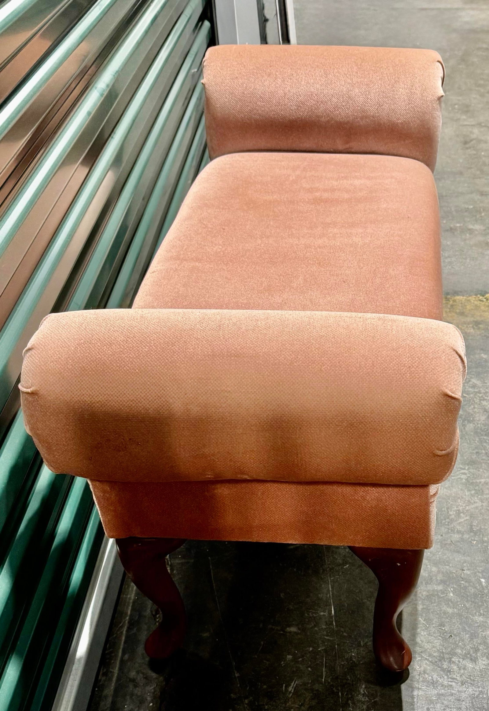 Mid 20th Century Dusty Pink Rolled Arm Accent Bench - 3