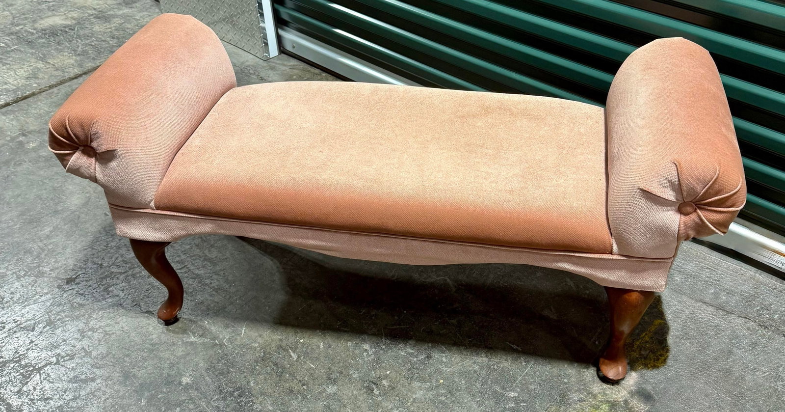 Mid 20th Century Dusty Pink Rolled Arm Accent Bench - 4