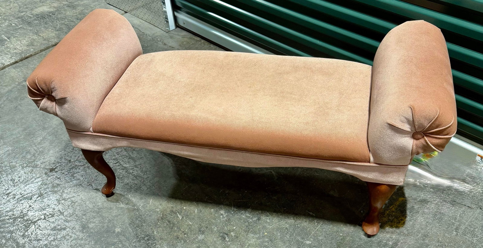 Mid 20th Century Dusty Pink Rolled Arm Accent Bench - 5