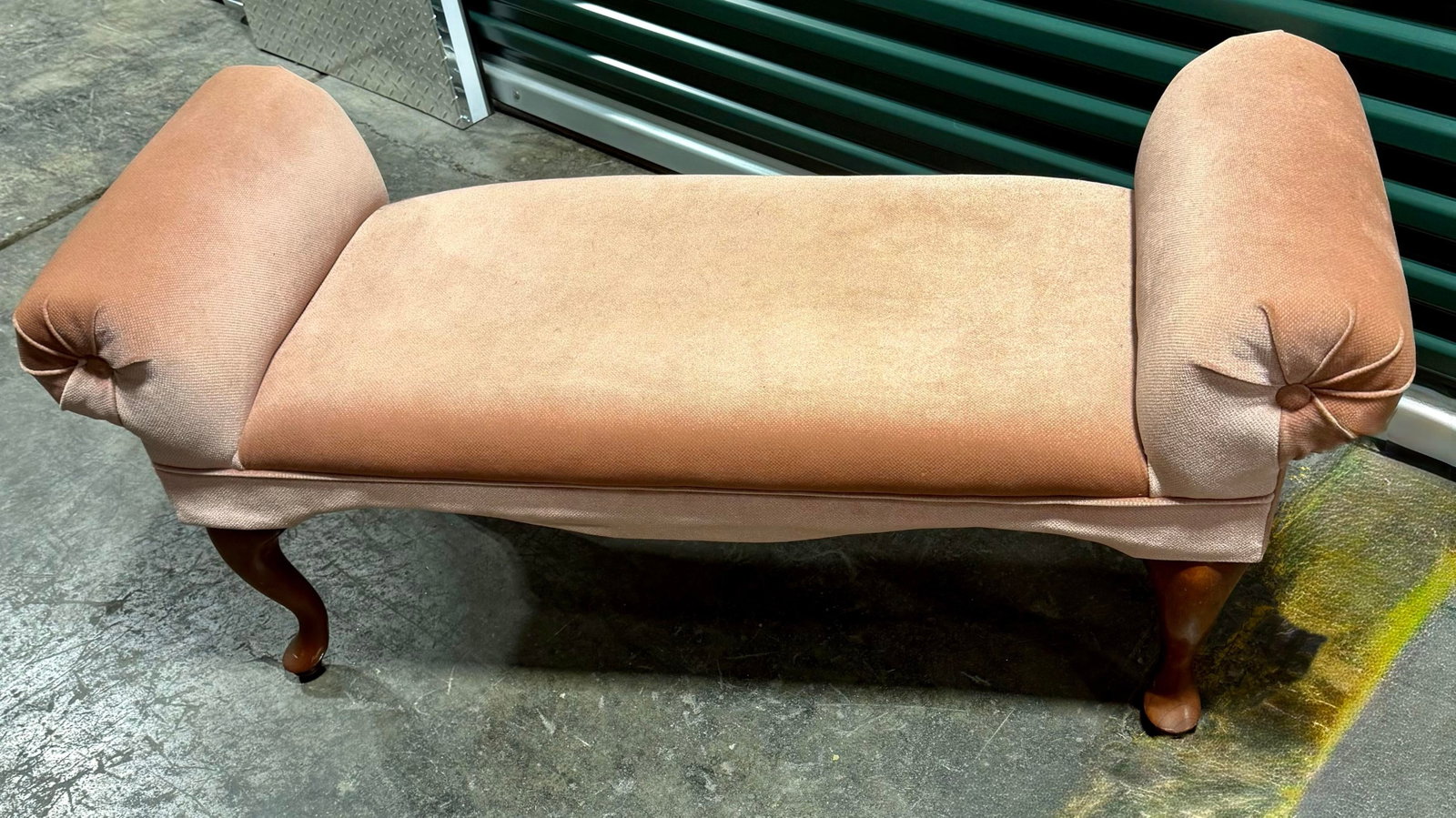 Mid 20th Century Dusty Pink Rolled Arm Accent Bench - 6