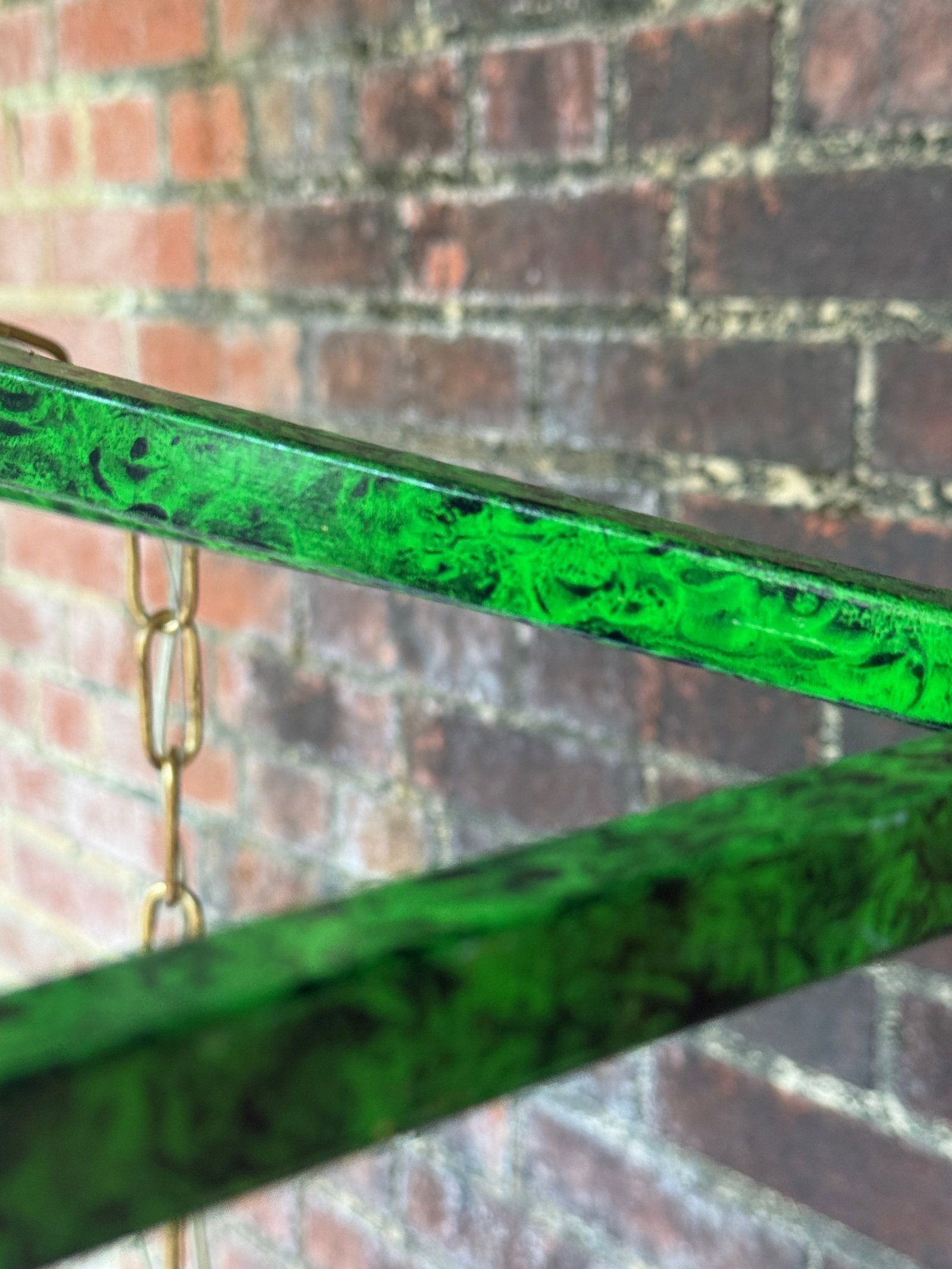 Contemporary Tony Duquette Style Faux Malachite and Hand Gilt Lantern Chandelier by Turtle and Crane - 8
