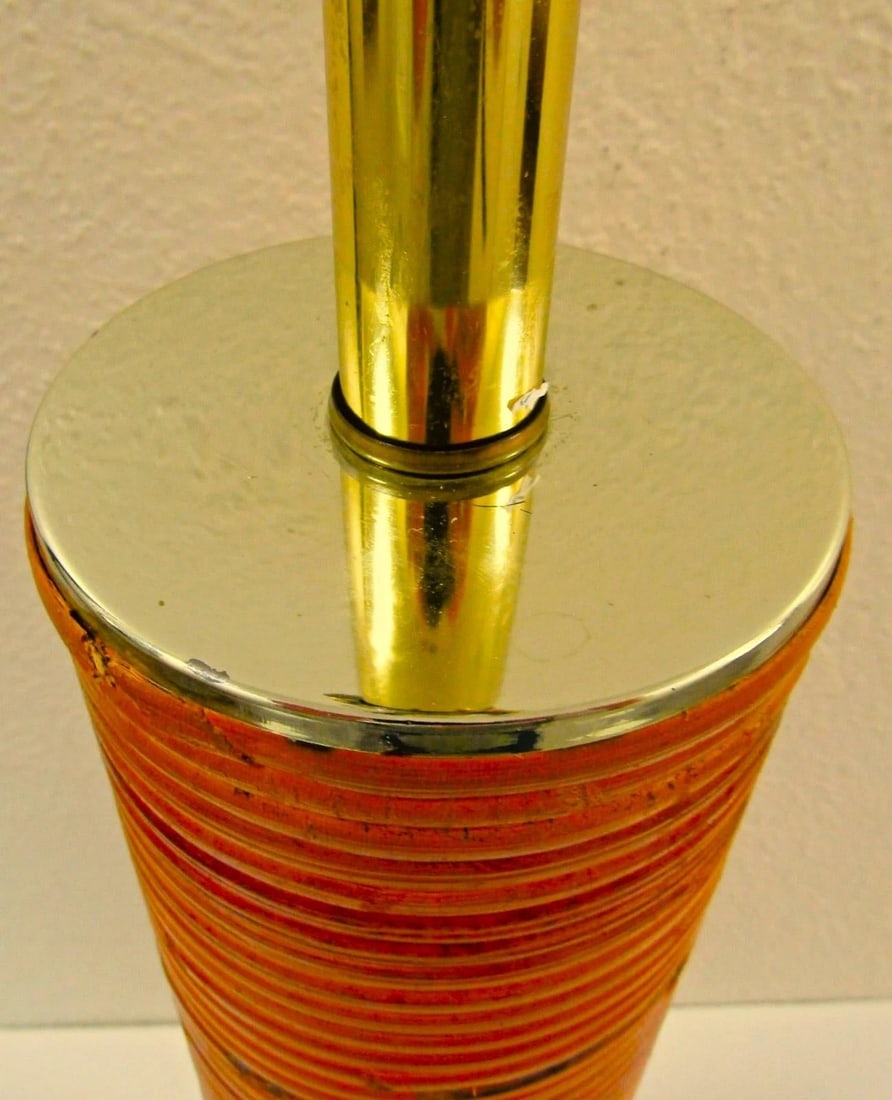 Vintage Pencil Reed and Brass Table Lamp in the Style of Gabriella Crespi, 1960s - 10