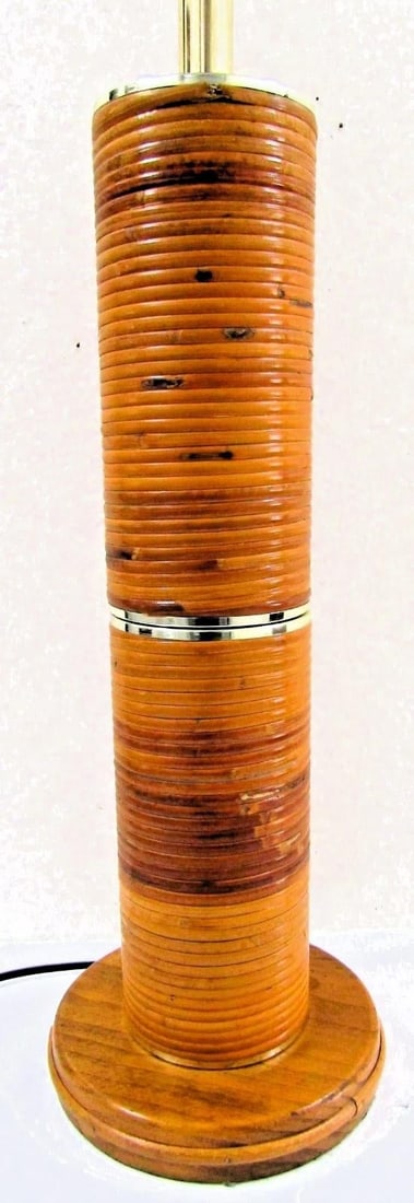 Vintage Pencil Reed and Brass Table Lamp in the Style of Gabriella Crespi, 1960s - 2