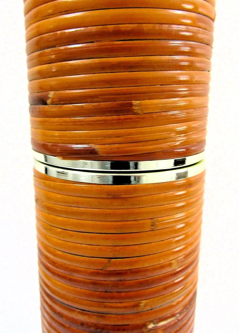 Vintage Pencil Reed and Brass Table Lamp in the Style of Gabriella Crespi, 1960s - 4