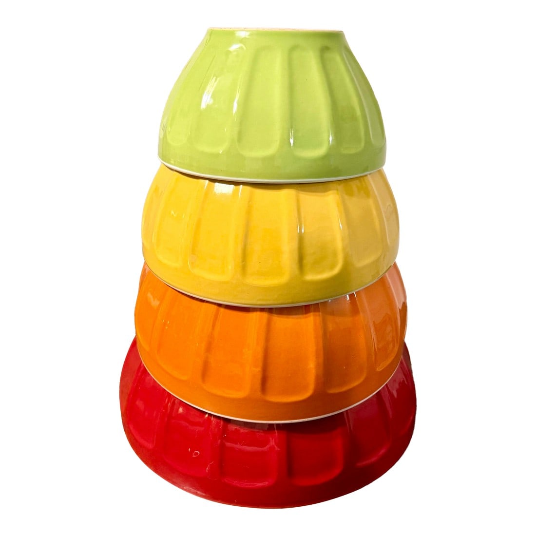 1990s Modern Colorful Ribbed Nesting Bowls - Set of 4 (1 of 12)