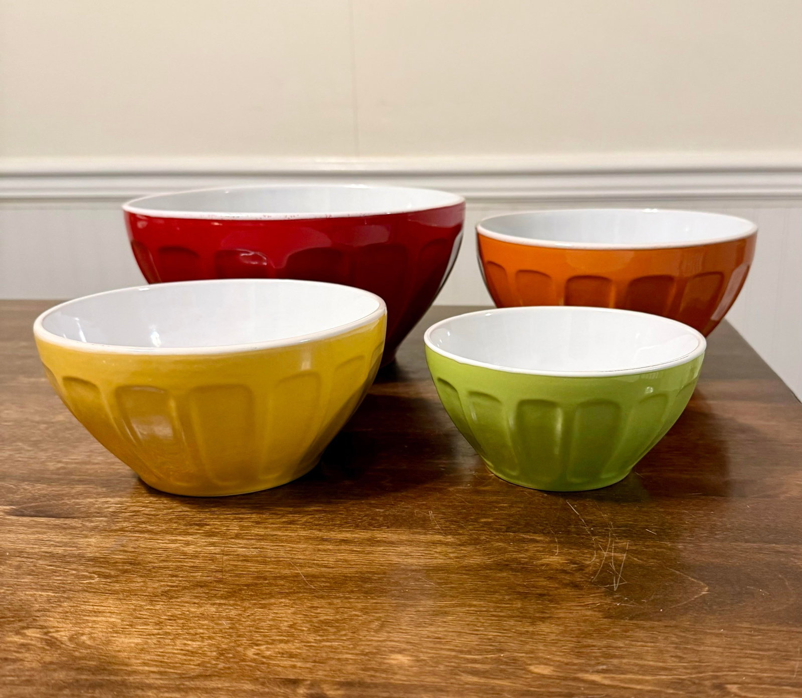 1990s Modern Colorful Ribbed Nesting Bowls - Set of 4 - 3