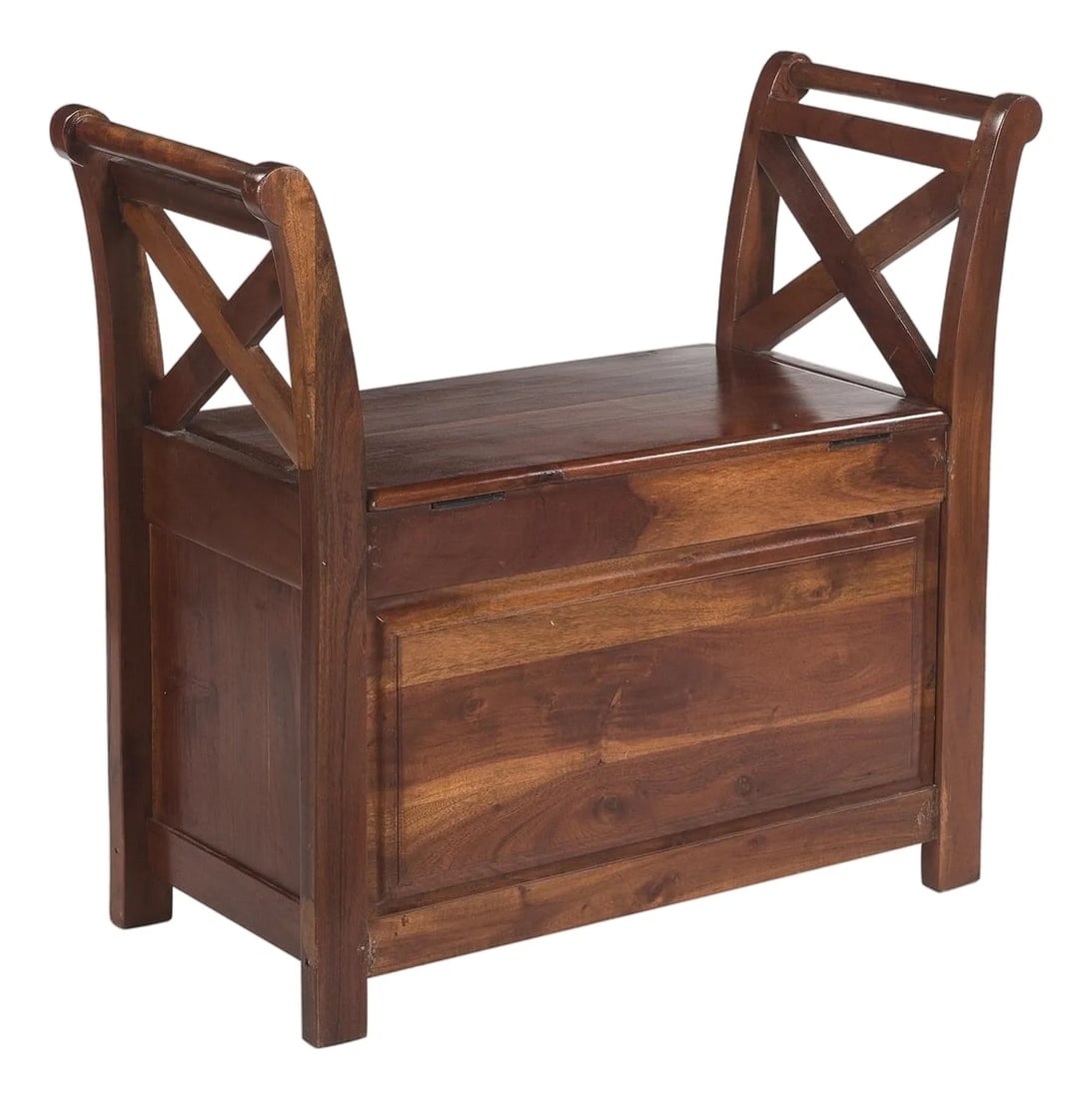 1970s Rustic Farmhouse Solid Wood Flip-Top Storage Bench: Welcome your guests with the timeless charm of our Small Indoor Bench, a piece that seamlessly blends heritage craftsmanship with everyday utility. This isn't just a place to sit; it's a statement of
