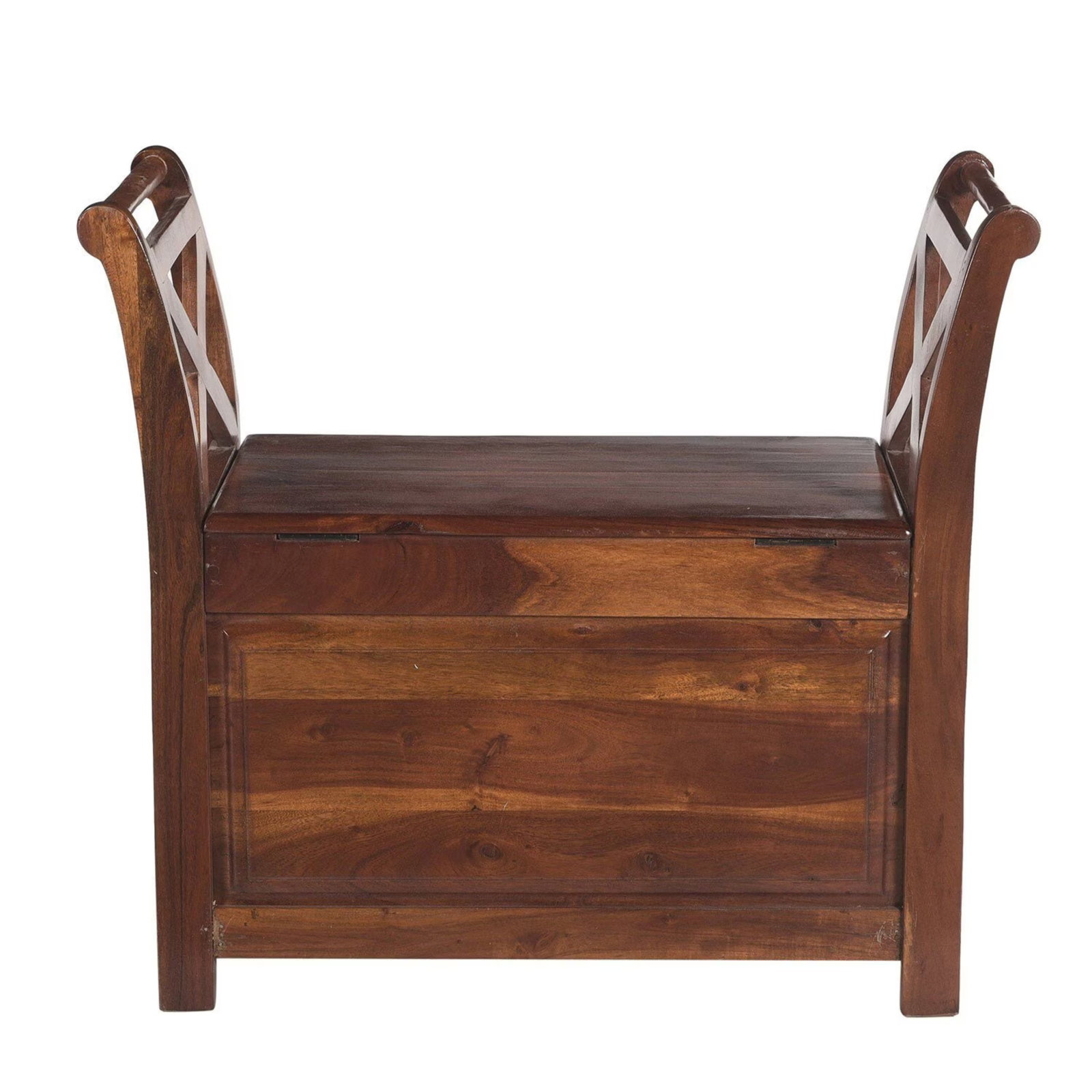 1970s Rustic Farmhouse Solid Wood Flip-Top Storage Bench - 3