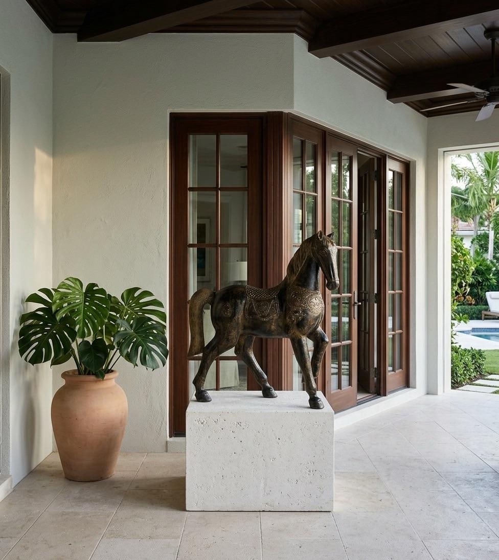 Vintage Hand-Carved Wooden Horse Sculpture - 7