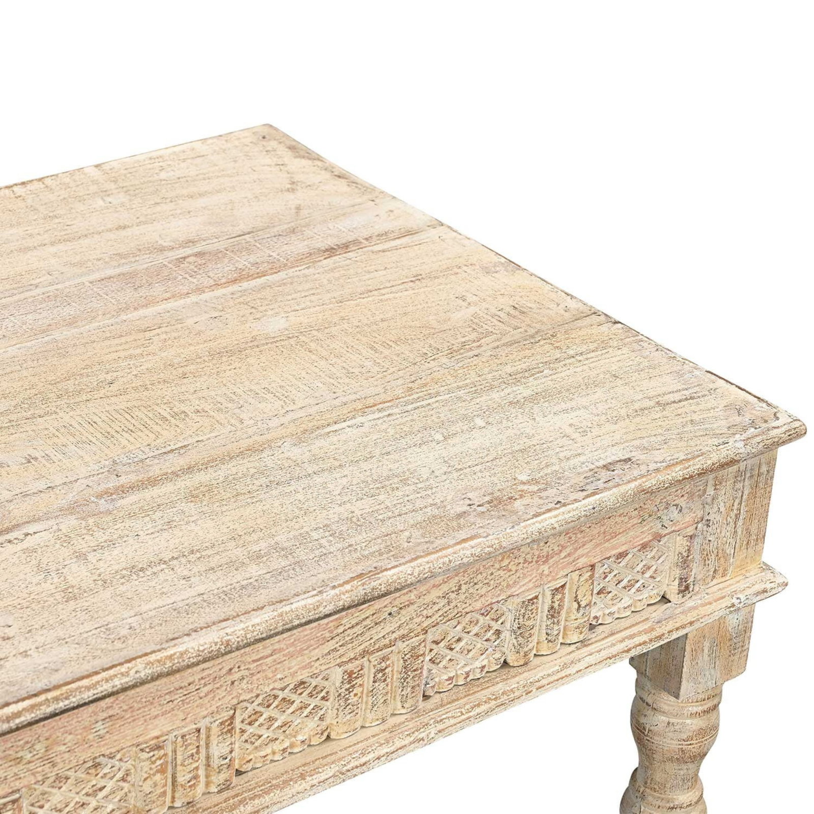 1930s Rustic White Reclaimed Wood Rectangular Coffee Table – 1 Piece - 2