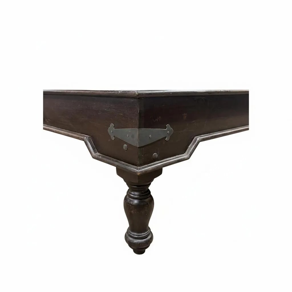1960s Rustic Brown Solid Wood Repurposed Antique Door Coffee Table - 4