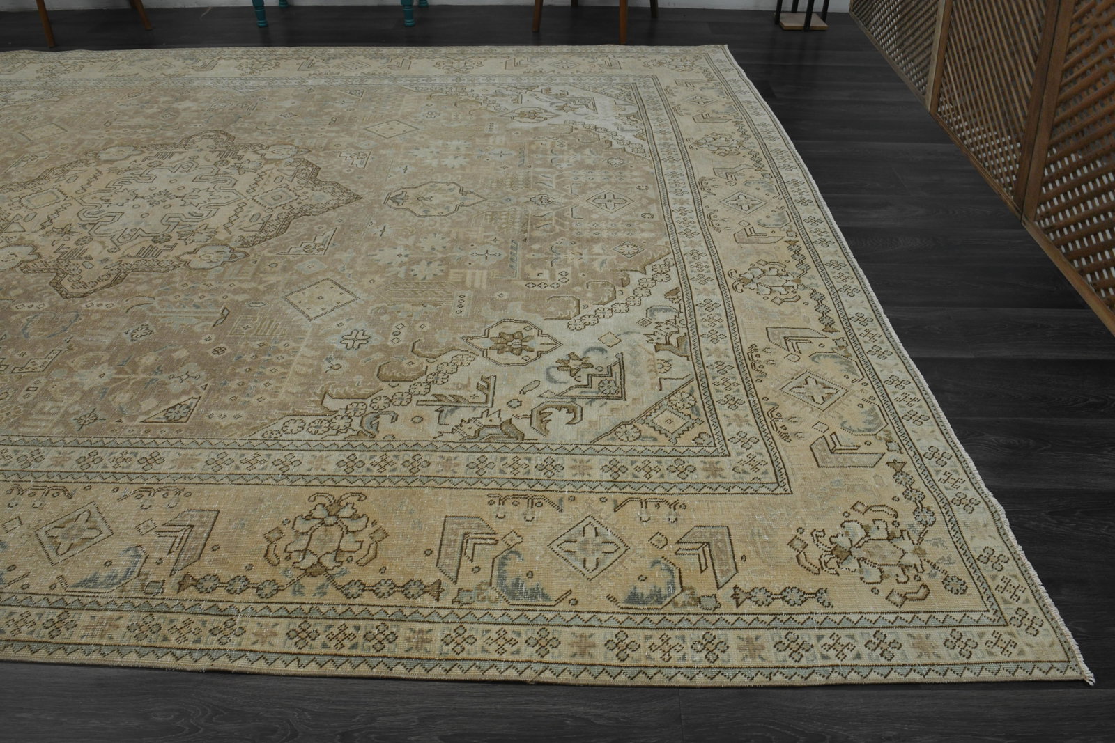 1970s Vintage Persian Handknotted Wool Brown Oversize Area Rug - 10