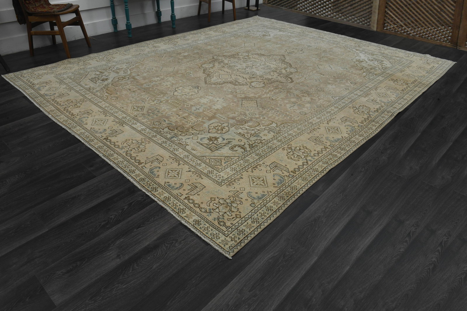 1970s Vintage Persian Handknotted Wool Brown Oversize Area Rug - 4