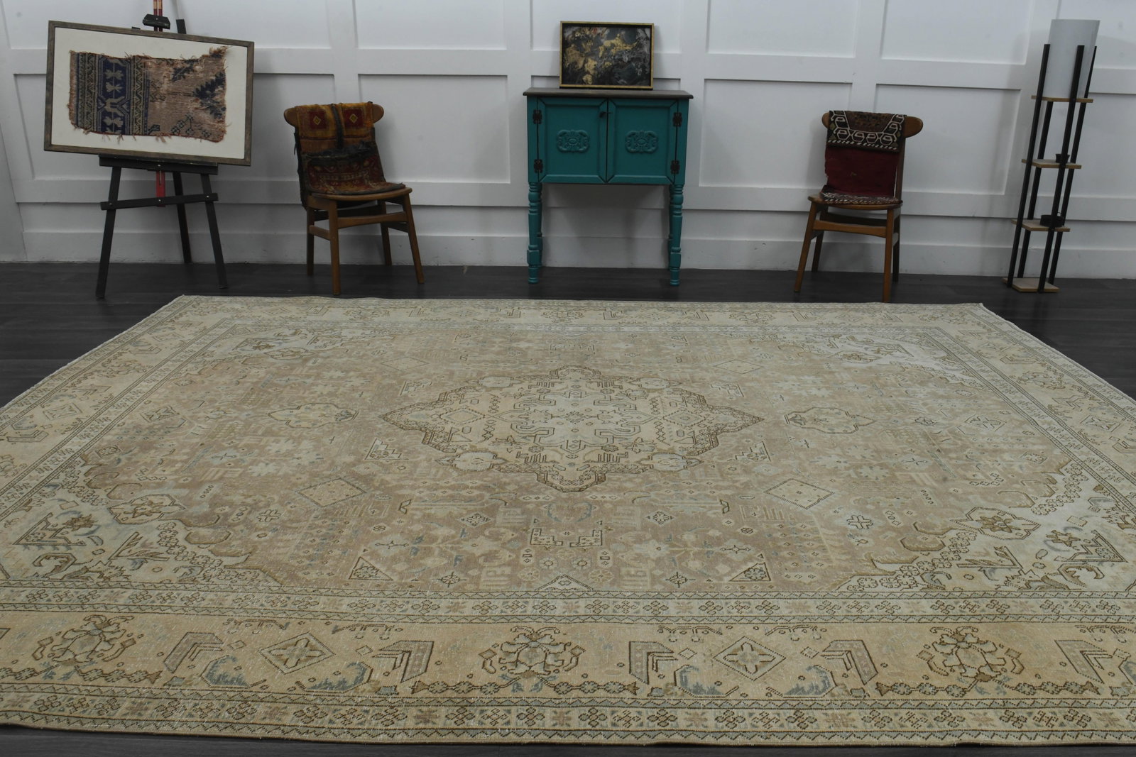 1970s Vintage Persian Handknotted Wool Brown Oversize Area Rug - 5