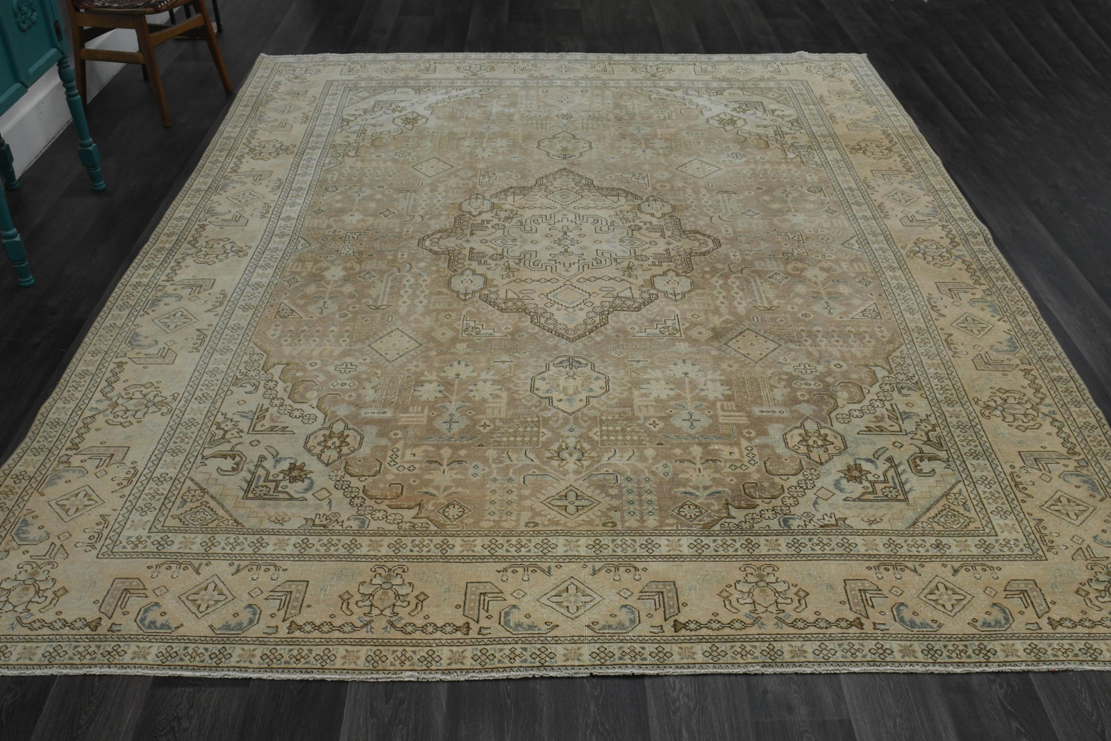1970s Vintage Persian Handknotted Wool Brown Oversize Area Rug - 6