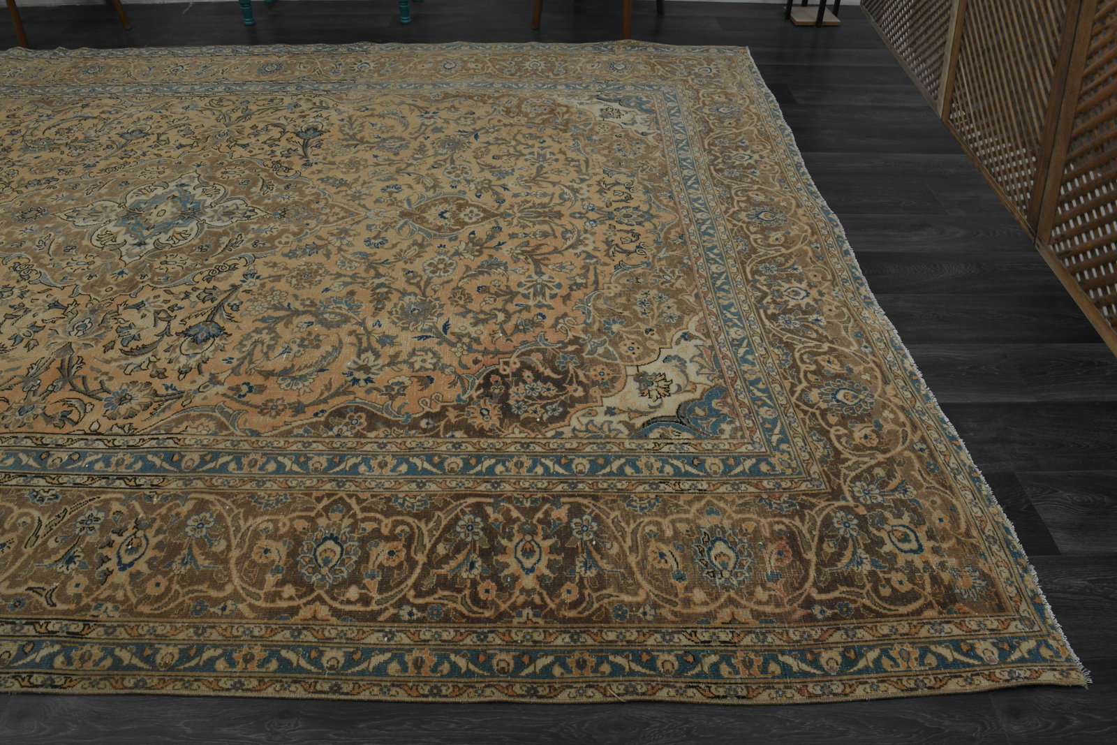 1970s Vintage Persian Handknotted Wool Orange Oversize Area Rug - 10