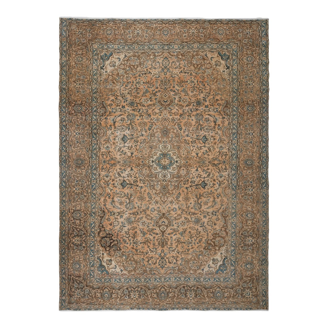 1970s Vintage Persian Handknotted Wool Orange Oversize Area Rug: Vintage Persian Hand-Knotted rug is a semi- vintage oversize area rug.'70s Eastern region of Middle East's unique rug is perfectly hand-knotted by the artisan. This special piece of art has very rare,