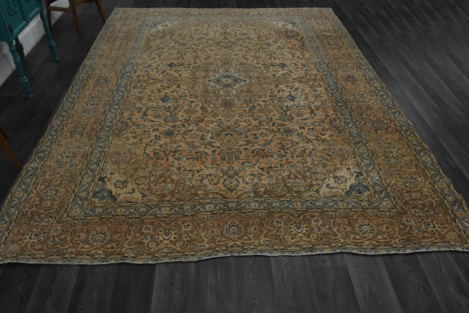 1970s Vintage Persian Handknotted Wool Orange Oversize Area Rug - 2