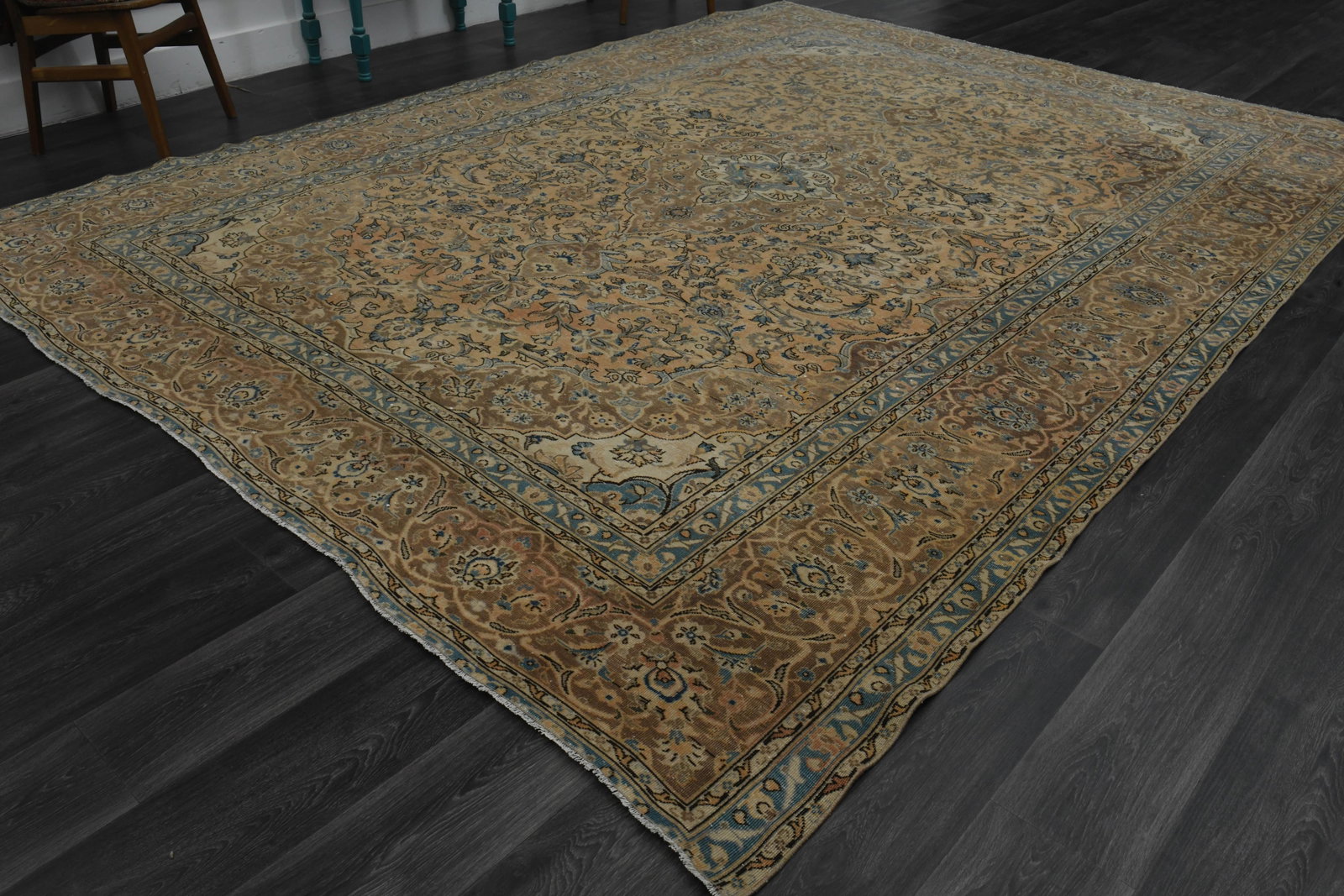 1970s Vintage Persian Handknotted Wool Orange Oversize Area Rug - 8