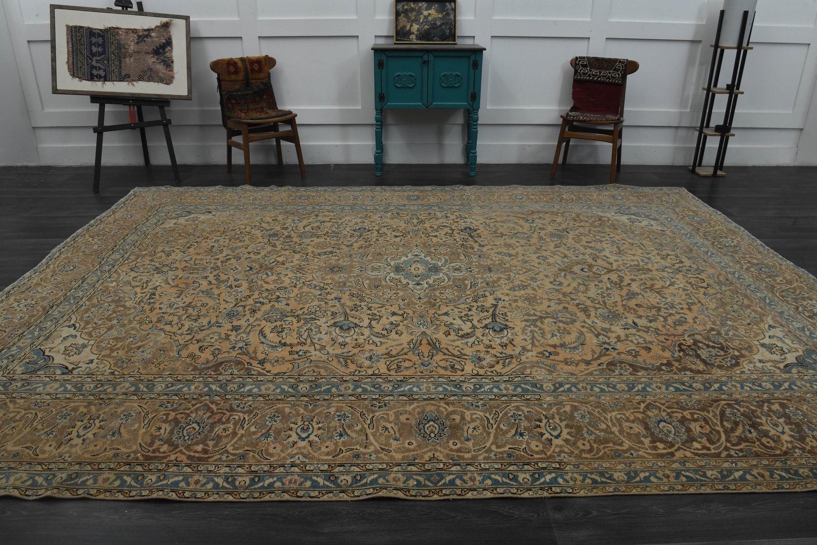 1970s Vintage Persian Handknotted Wool Orange Oversize Area Rug - 9