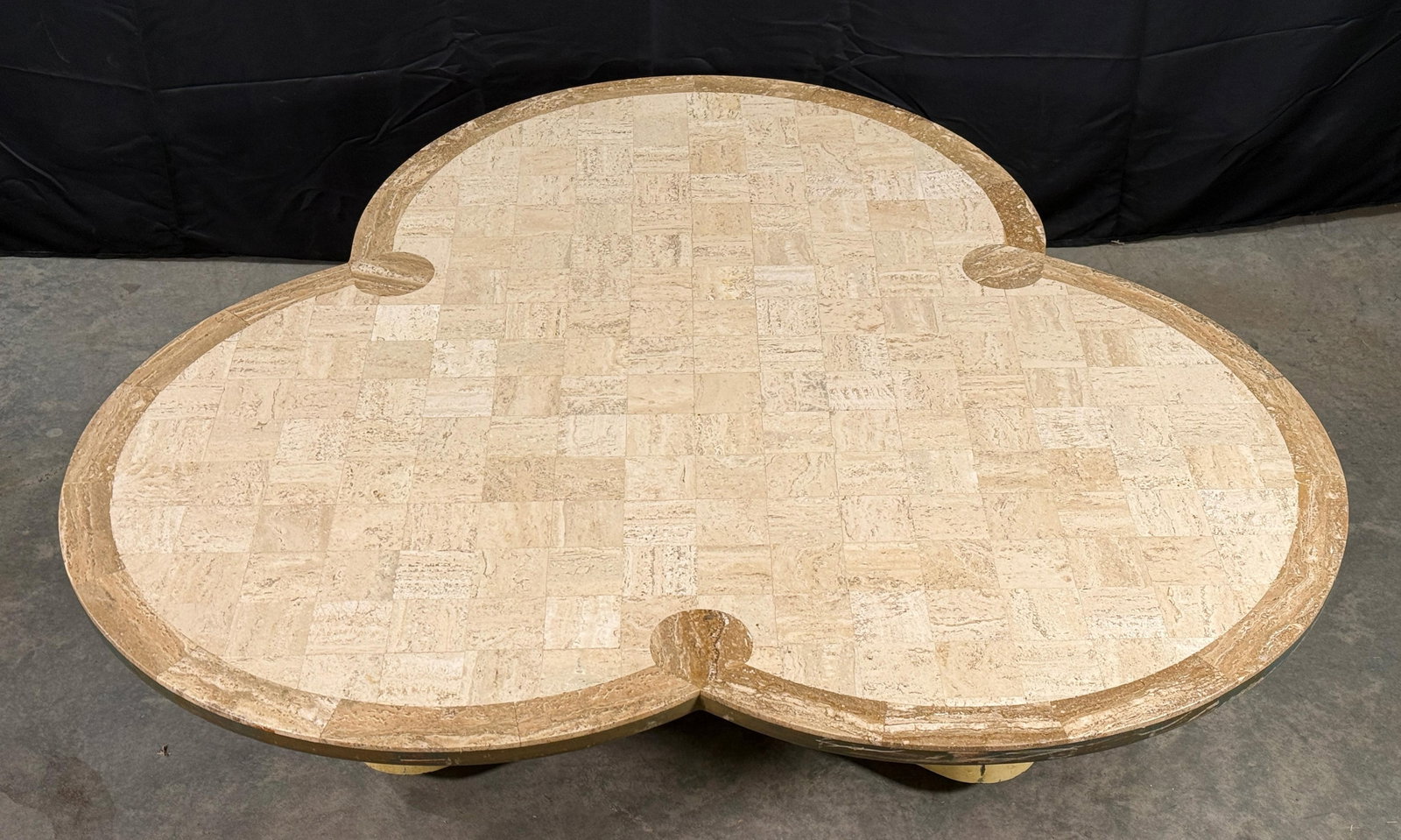 Maurice Bailey for Monteverdi Young Tessellated Travertine Trefoil Coffee Table c.1970s - 3