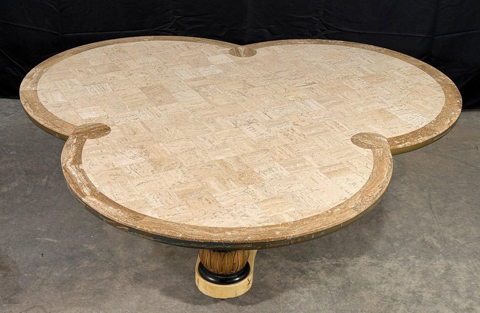 Maurice Bailey for Monteverdi Young Tessellated Travertine Trefoil Coffee Table c.1970s - 5
