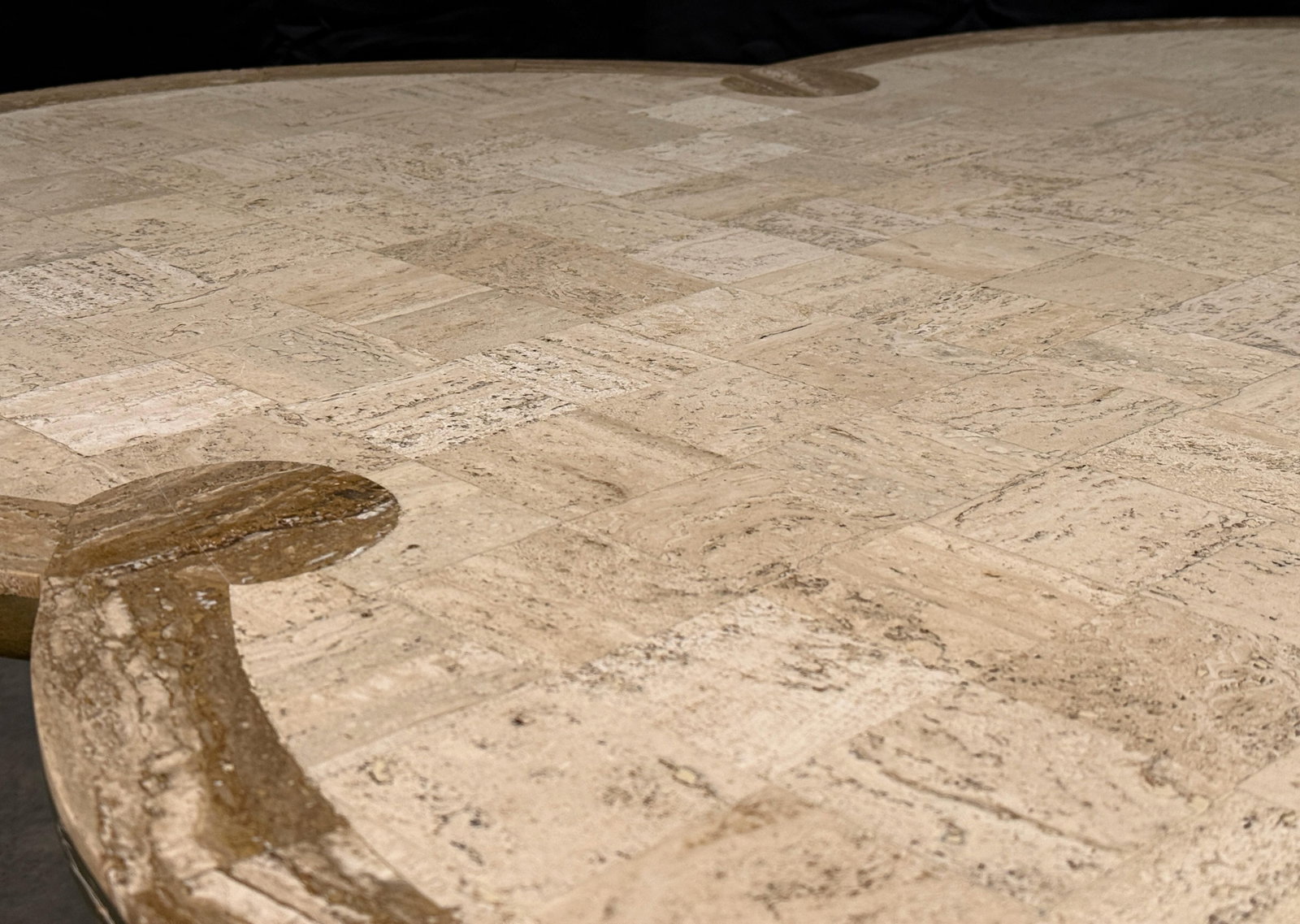 Maurice Bailey for Monteverdi Young Tessellated Travertine Trefoil Coffee Table c.1970s - 6
