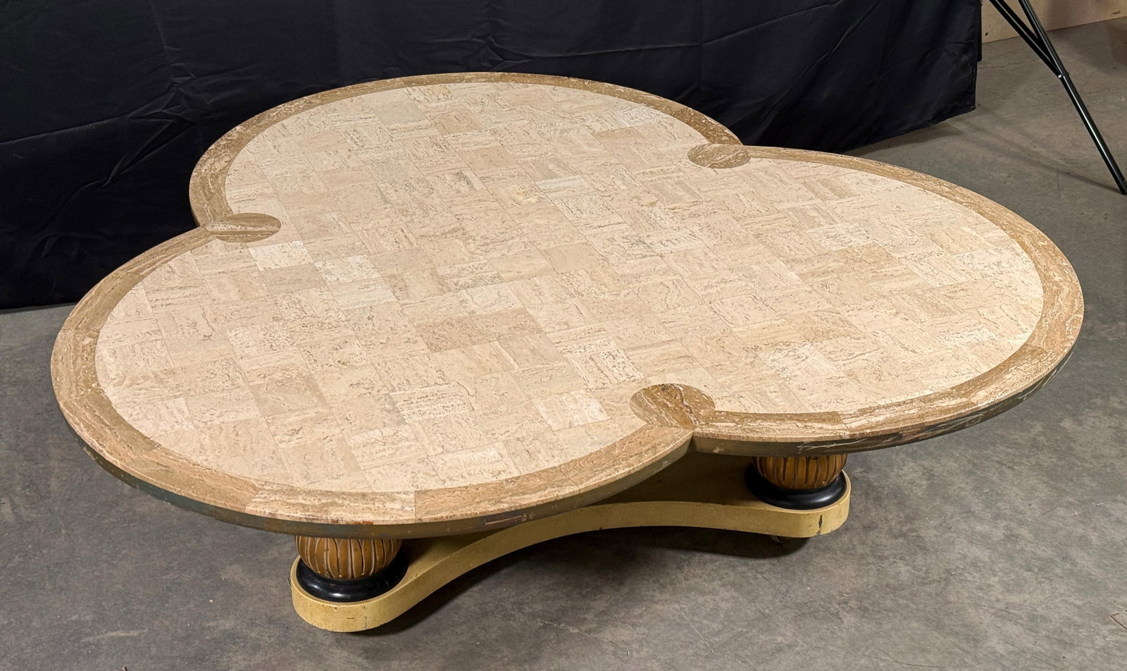 Maurice Bailey for Monteverdi Young Tessellated Travertine Trefoil Coffee Table c.1970s - 7