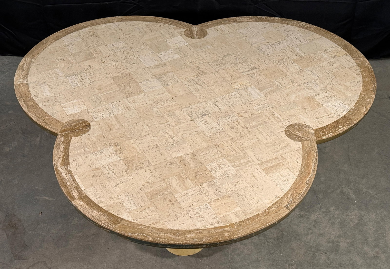 Maurice Bailey for Monteverdi Young Tessellated Travertine Trefoil Coffee Table c.1970s - 9