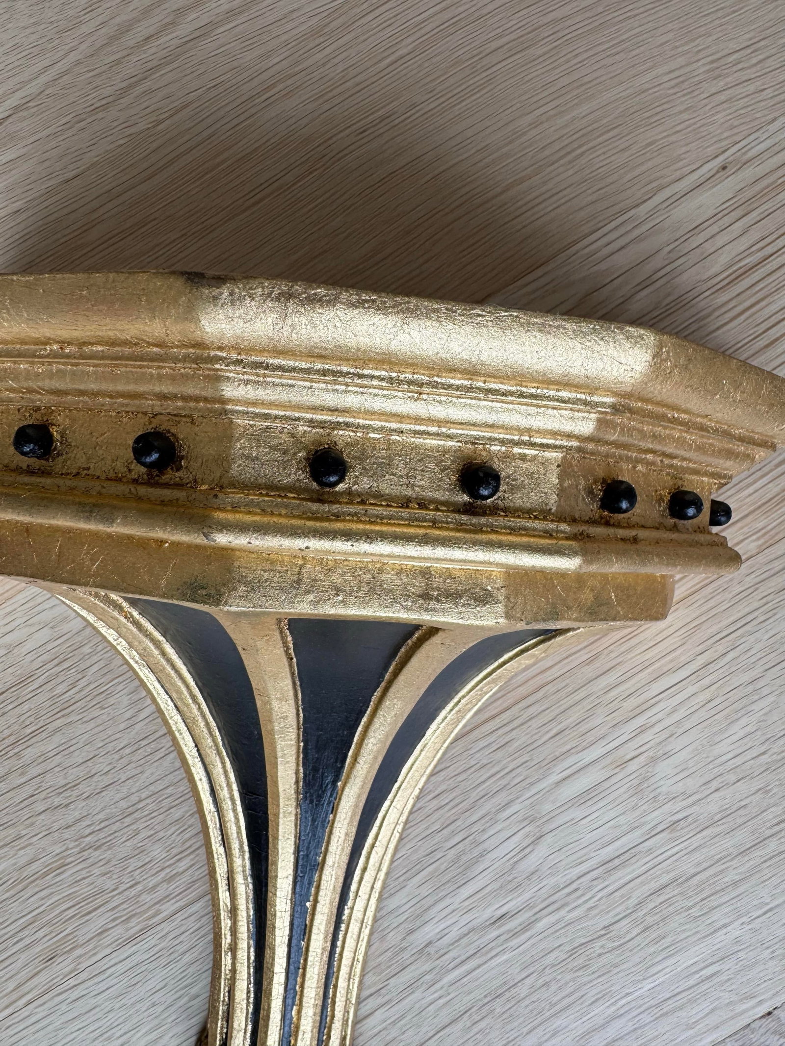 Pair of Large Vintage Gilt & Ebonized Wood Wall Brackets - 3