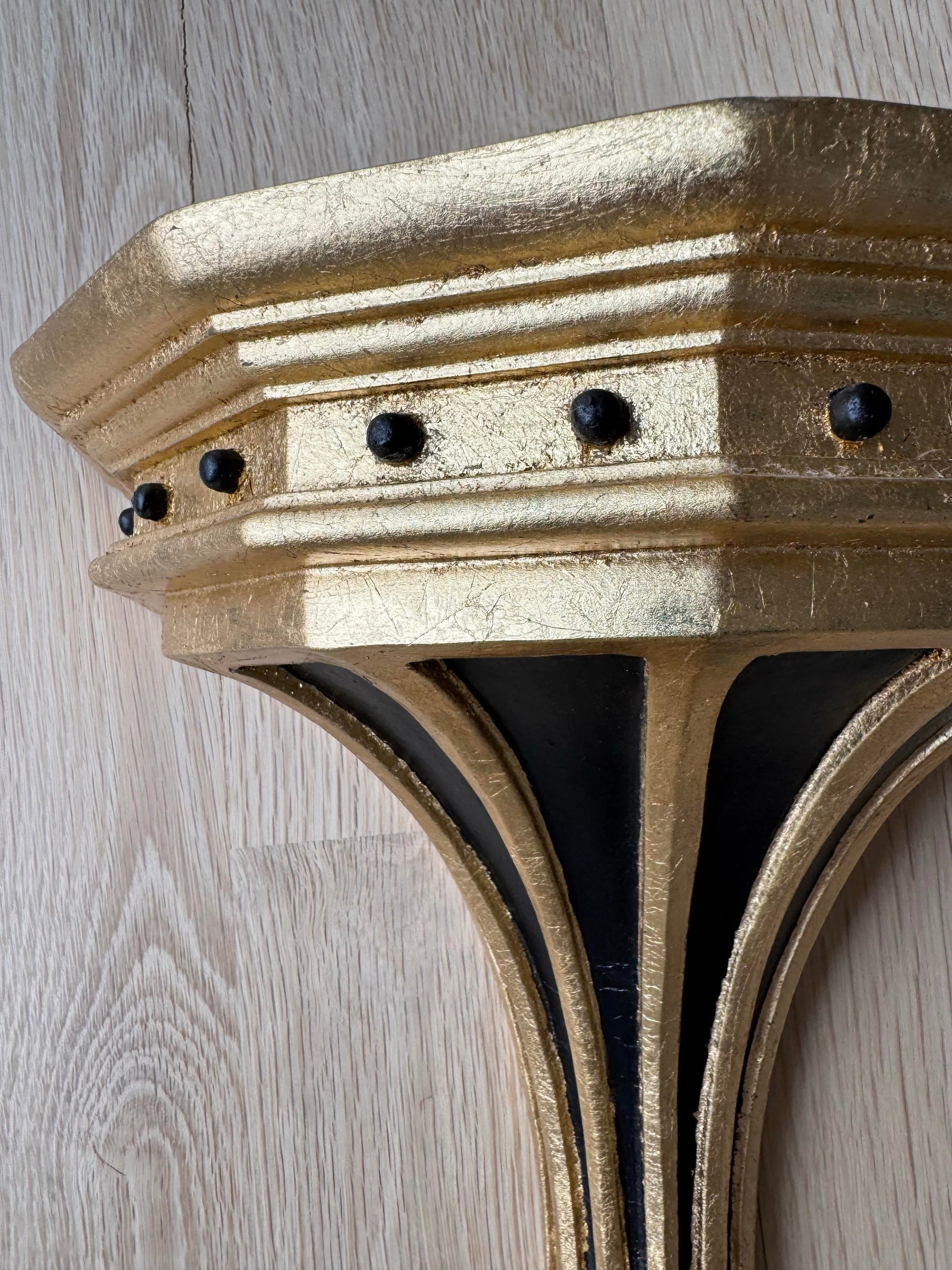 Pair of Large Vintage Gilt & Ebonized Wood Wall Brackets - 6