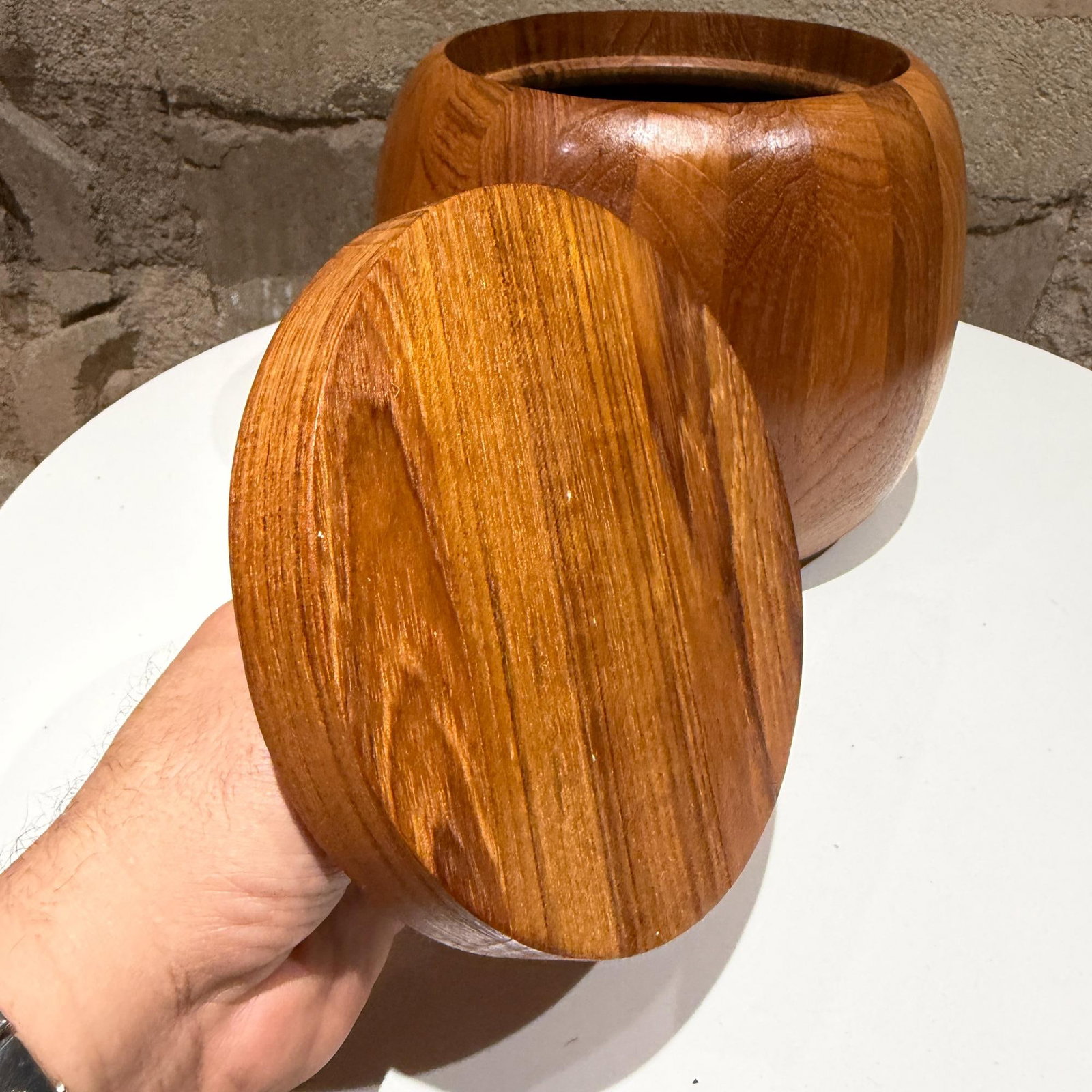 Vintage Dansk Designs Teak Wood Ice Bucket Jens Quistgaard Ihq - 6