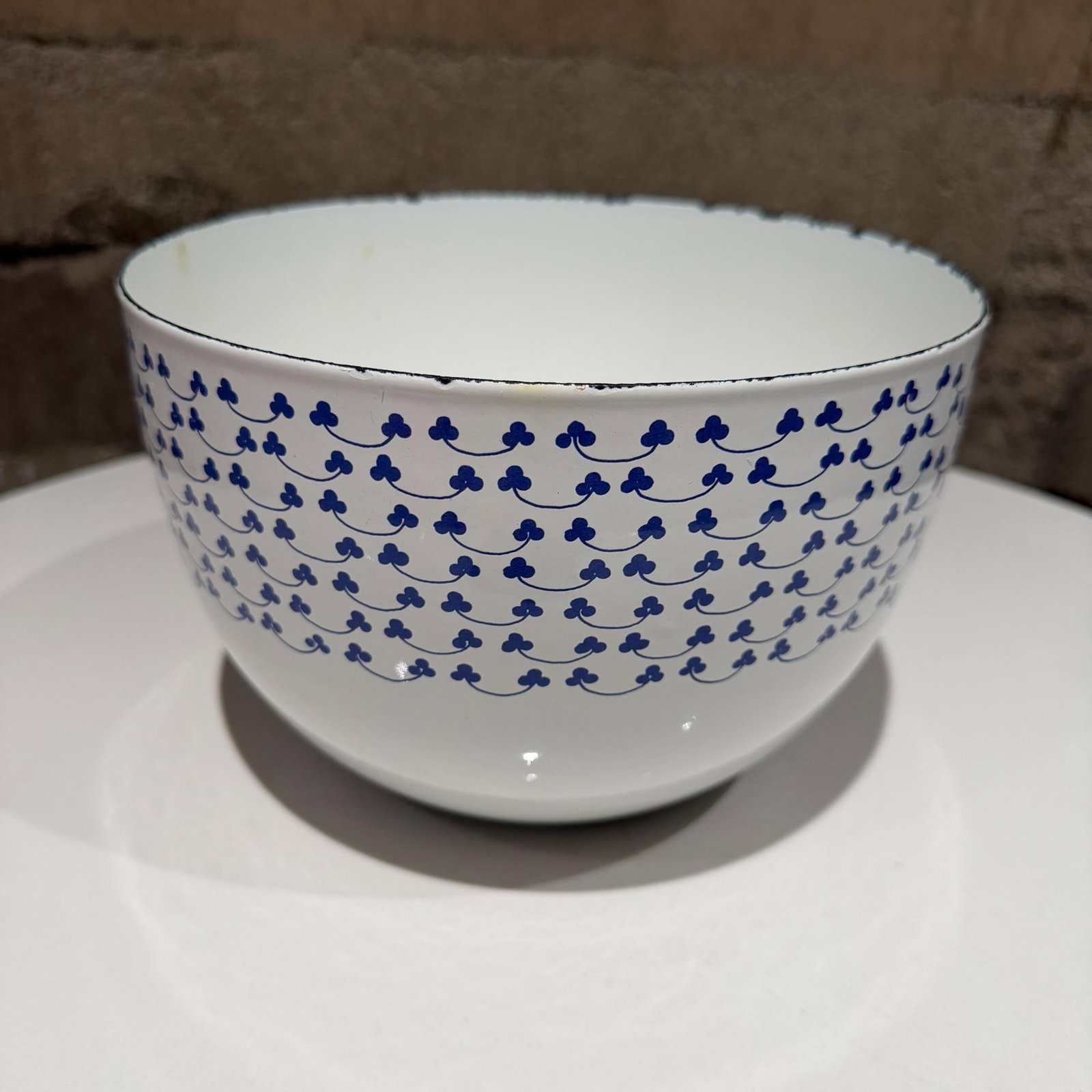 Arabia Finland Finel Enamel Bowl Blue Clover Siniapila Kaj Franck - 2