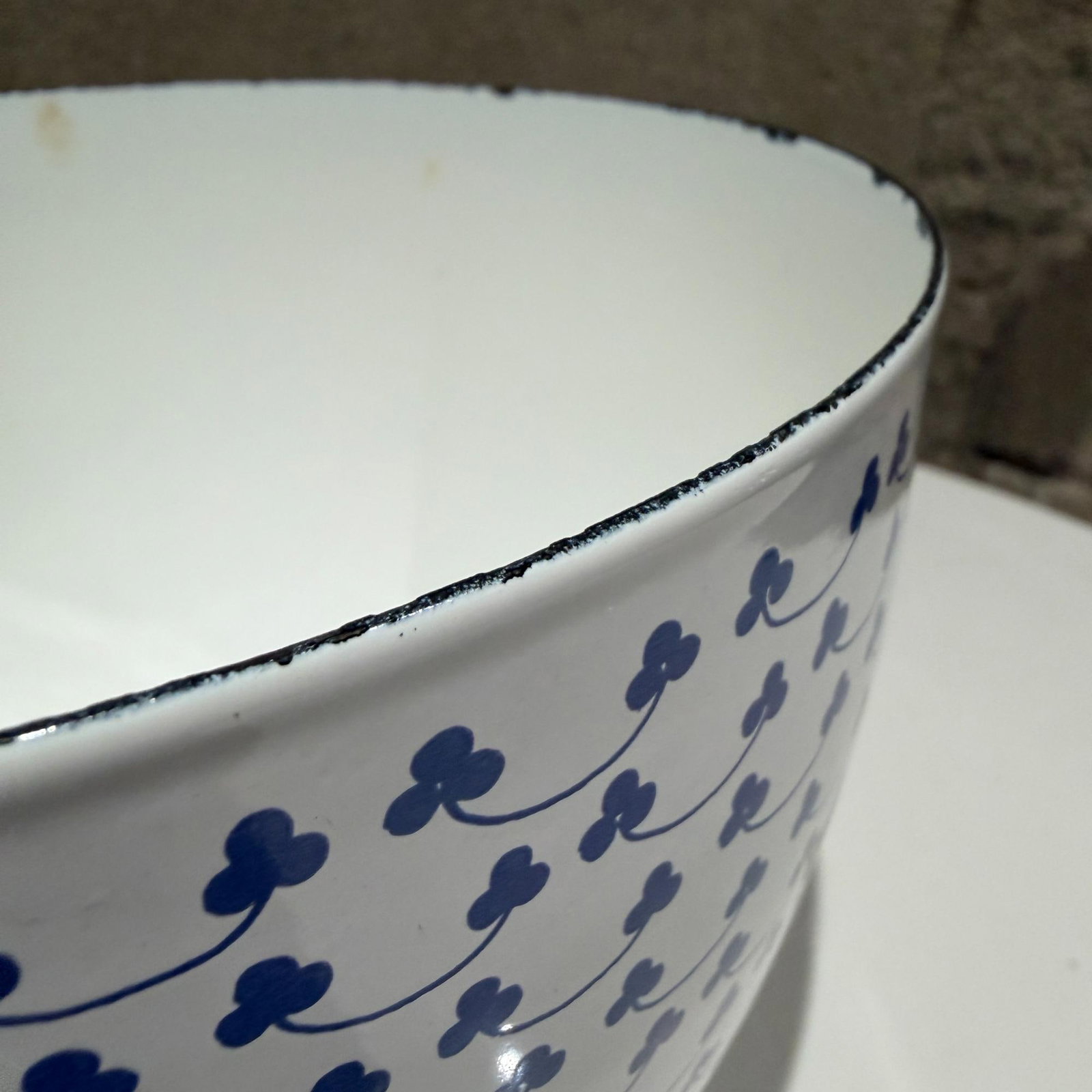 Arabia Finland Finel Enamel Bowl Blue Clover Siniapila Kaj Franck - 5