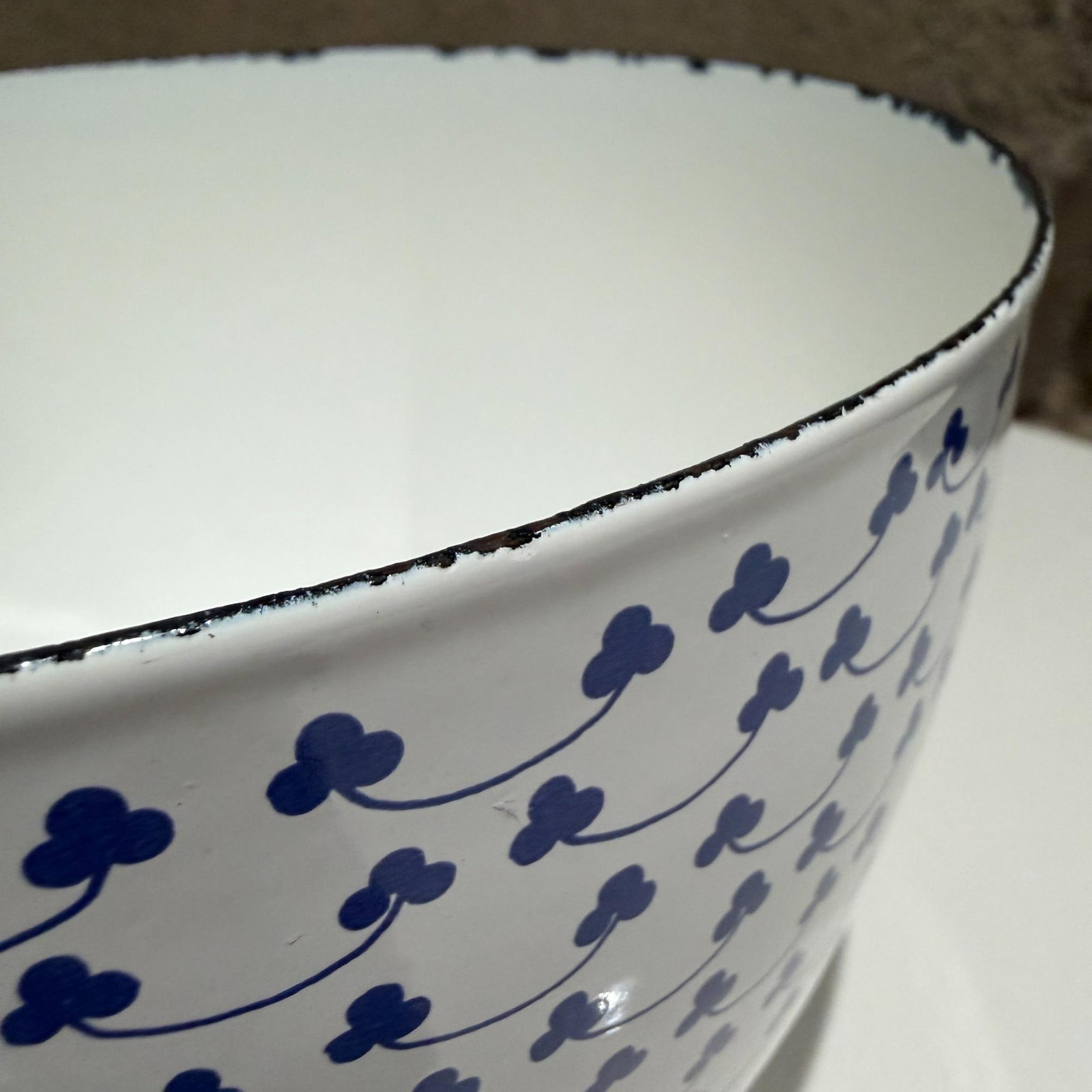 Arabia Finland Finel Enamel Bowl Blue Clover Siniapila Kaj Franck - 6