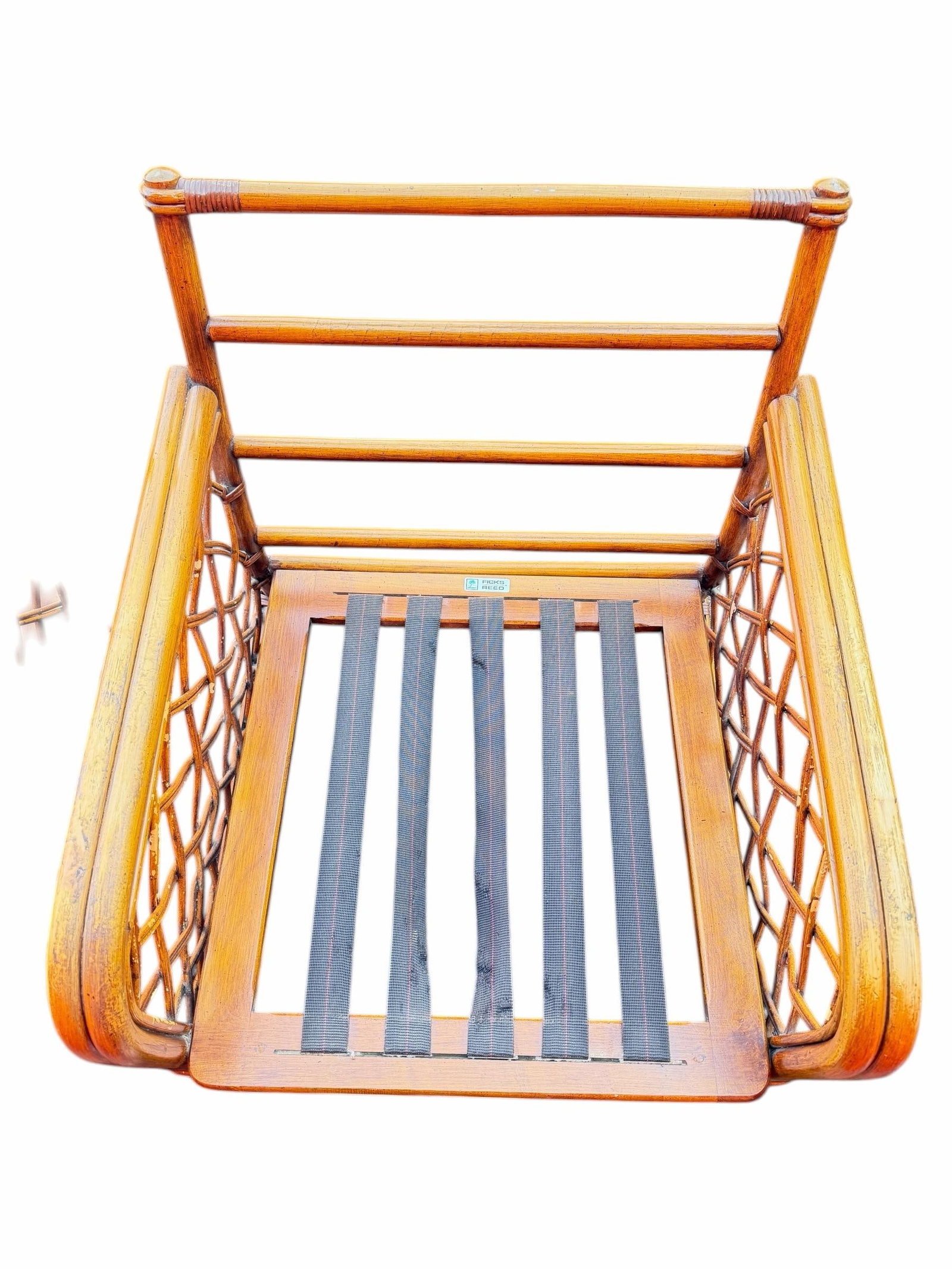 Pair of Vintage Ficks Reed Rattan Lounge Chair Frames With Lattice Sides - 4