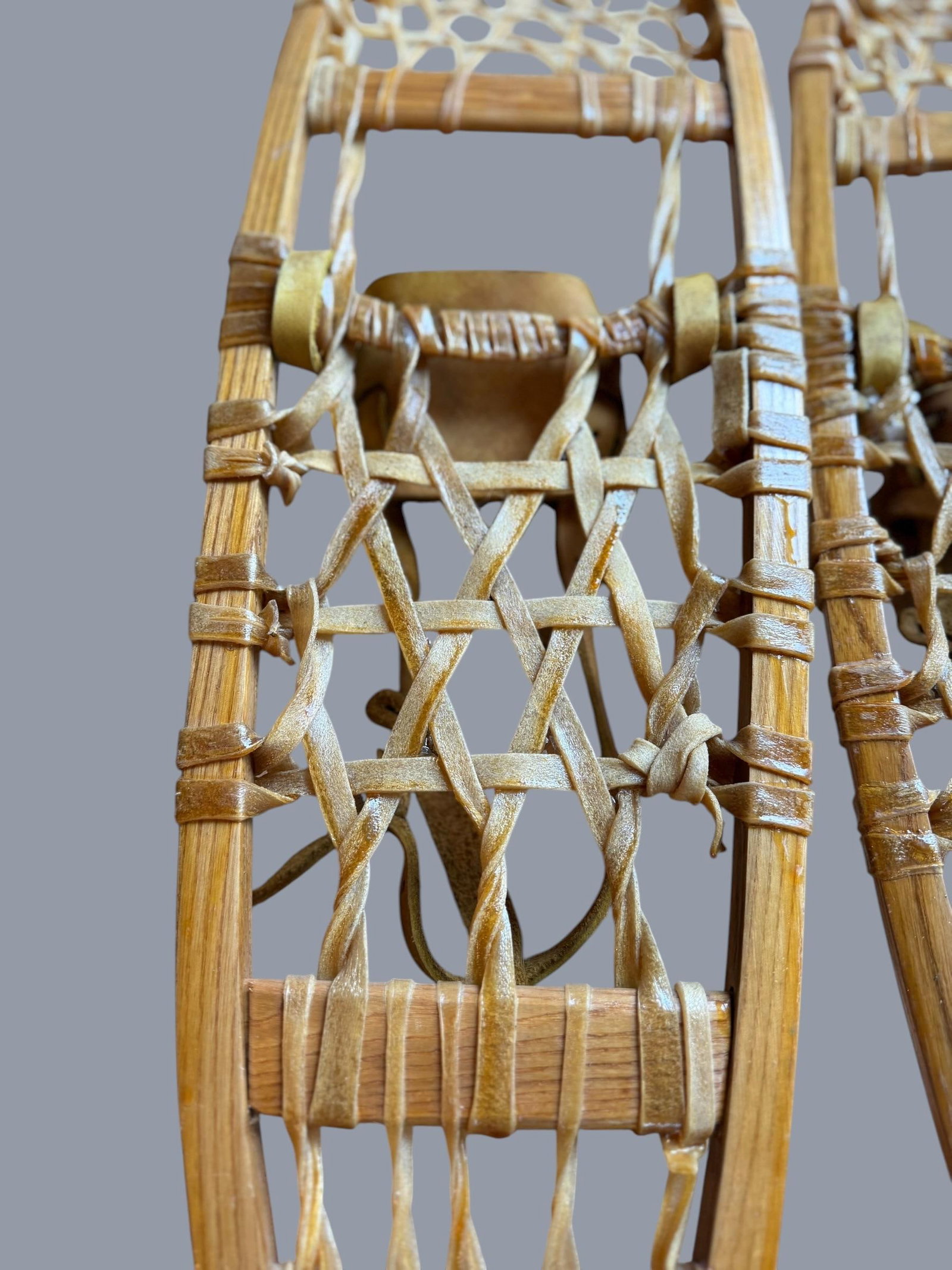 Mid 20th Century Vermont Tubbs Rawhide Leather Snowshoes Wall Decor - 2